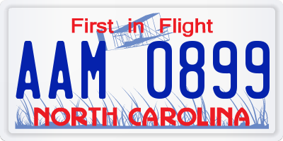 NC license plate AAM0899