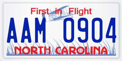 NC license plate AAM0904