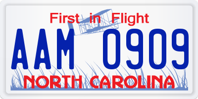 NC license plate AAM0909