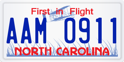 NC license plate AAM0911