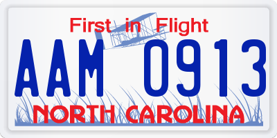 NC license plate AAM0913