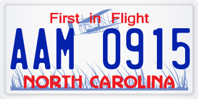 NC license plate AAM0915