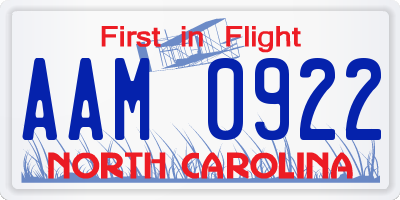 NC license plate AAM0922