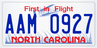 NC license plate AAM0927