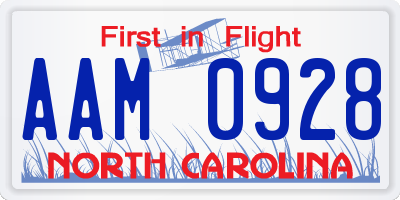 NC license plate AAM0928