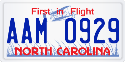 NC license plate AAM0929