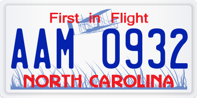 NC license plate AAM0932