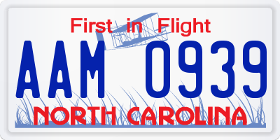 NC license plate AAM0939