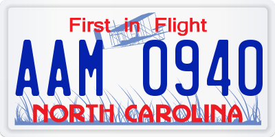 NC license plate AAM0940