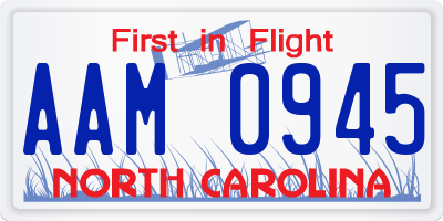 NC license plate AAM0945