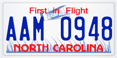 NC license plate AAM0948