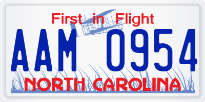 NC license plate AAM0954