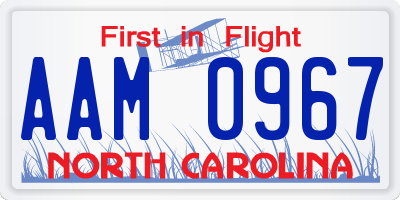 NC license plate AAM0967