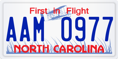 NC license plate AAM0977