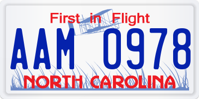 NC license plate AAM0978