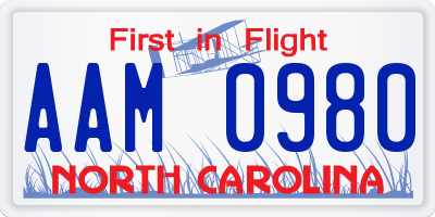 NC license plate AAM0980