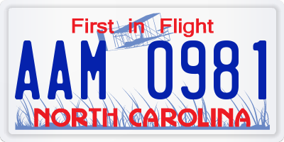 NC license plate AAM0981