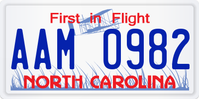 NC license plate AAM0982