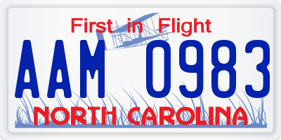 NC license plate AAM0983