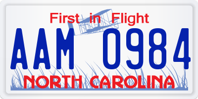 NC license plate AAM0984