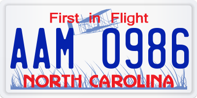 NC license plate AAM0986