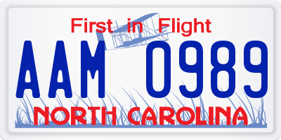 NC license plate AAM0989