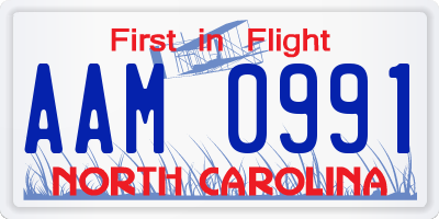 NC license plate AAM0991
