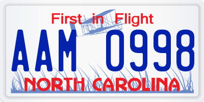 NC license plate AAM0998