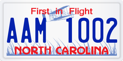 NC license plate AAM1002