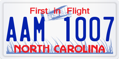 NC license plate AAM1007