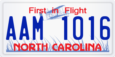 NC license plate AAM1016