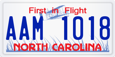 NC license plate AAM1018