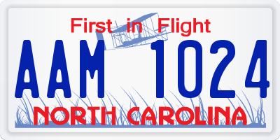 NC license plate AAM1024