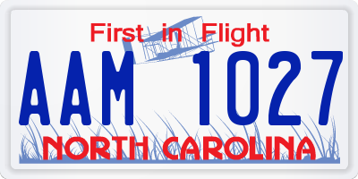 NC license plate AAM1027