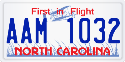 NC license plate AAM1032
