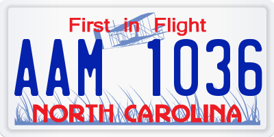 NC license plate AAM1036