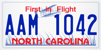 NC license plate AAM1042