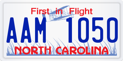 NC license plate AAM1050