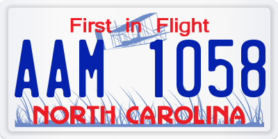 NC license plate AAM1058