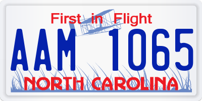 NC license plate AAM1065