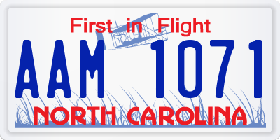 NC license plate AAM1071