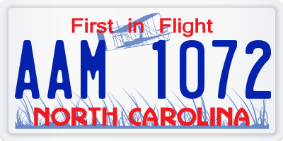 NC license plate AAM1072