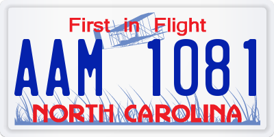 NC license plate AAM1081