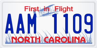 NC license plate AAM1109
