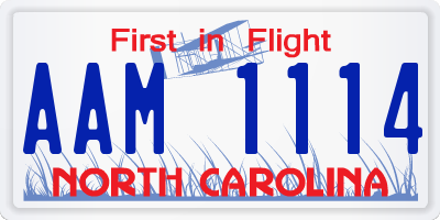 NC license plate AAM1114