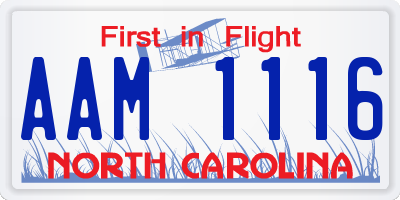 NC license plate AAM1116