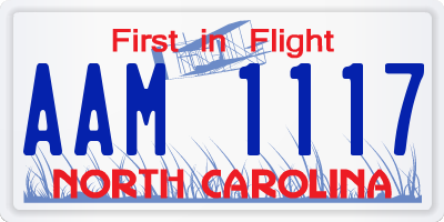 NC license plate AAM1117
