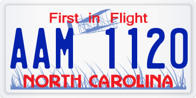 NC license plate AAM1120