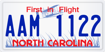 NC license plate AAM1122