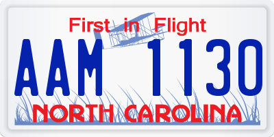 NC license plate AAM1130
